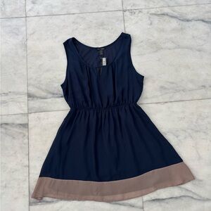 Love Cameron Dress Navy Blue Beige Chiffon Lined Elastic Waist Women 3X NWT Boho